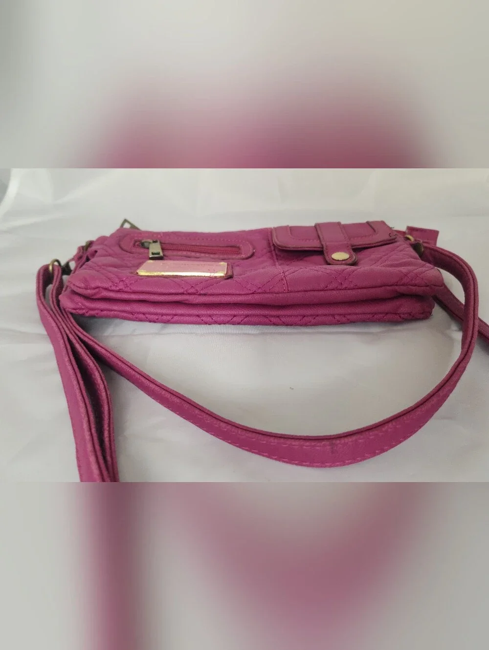 Marc Jacobs Quilted Crossbody Bag in Hot Pink Greay Shape!!